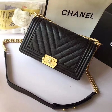 Boy Chanel Original Cannage Patterns Bag 67086 Black