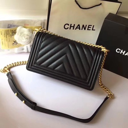 Boy Chanel Original Cannage Patterns Bag 67086 Black