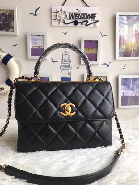 Chanel Original Sheepskin Leather Tote Bag 92236 black Gold Buckle