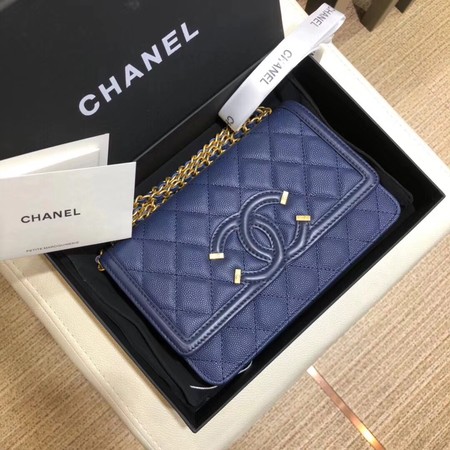 Chanel Flap Shoulder Bag Original Caviar Leather 5698 blue