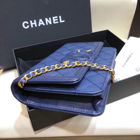 Chanel Flap Shoulder Bag Original Caviar Leather 5698 blue