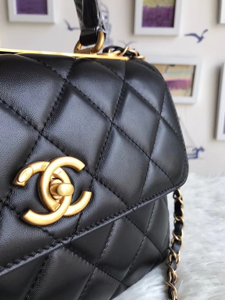 Chanel Original Sheepskin Leather Tote Bag 92236 black Gold Buckle