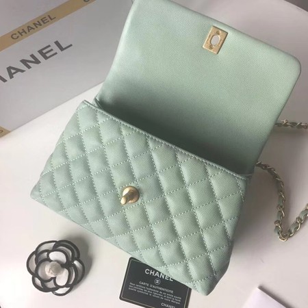 Chanel original Caviar leather flap bag top handle A92990 Peppermint Green