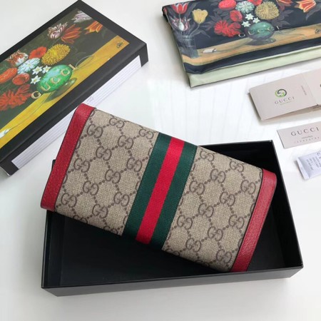 Gucci Calfskin Leather Wallet 523153 red