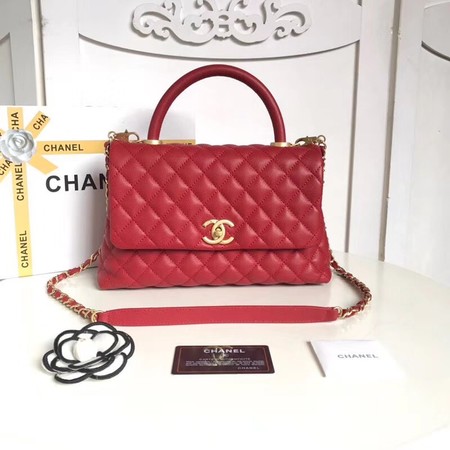 Chanel Classic Top Handle Bag Original Caviar Leather A92215 red