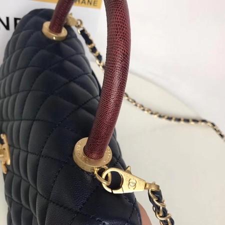 Chanel Classic Deep red Top Handle Bag Original Caviar Leather A92215 Royal Blue