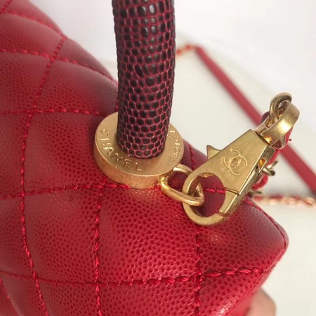 Chanel Classic Deep red Top Handle Bag Original Caviar Leather A92215 red