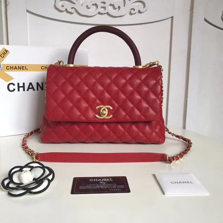 Chanel Classic Deep red Top Handle Bag Original Caviar Leather A92215 red