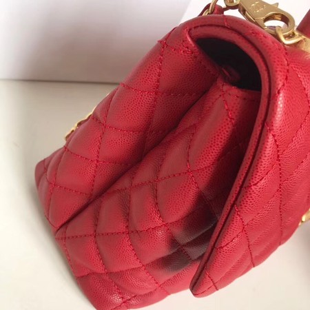 Chanel Classic Top Handle Bag Original Caviar Leather A92215 red