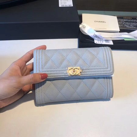 Chanel Boy Matelasse Caviar Calfskin Leather Wallet CHA5569 Light blue