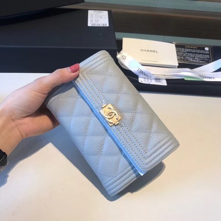 Chanel Boy Matelasse Caviar Calfskin Leather Wallet CHA5569 Light blue