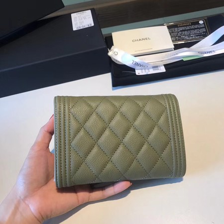 Chanel Boy Matelasse Caviar Calfskin Leather Wallet CHA5569 green