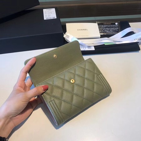 Chanel Boy Matelasse Caviar Calfskin Leather Wallet CHA5569 green