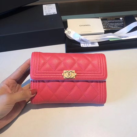 Chanel Boy Matelasse Caviar Calfskin Leather Wallet CHA5569 red