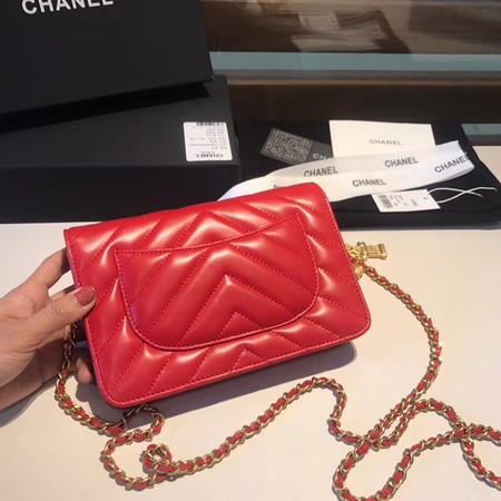 Chanel WOC Original sheepskin Leather Flap Shoulder Bag D33814 red