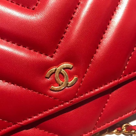 Chanel WOC Original sheepskin Leather Flap Shoulder Bag D33814 red