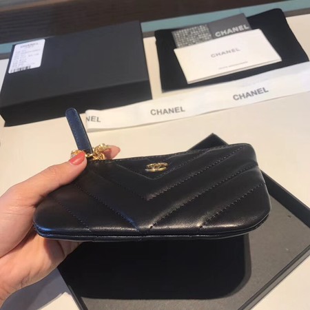 Chanel Sheepskin Leather Coin Purse 2214 black