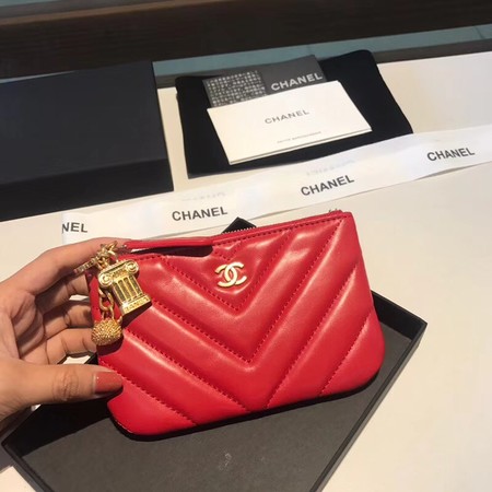 Chanel Sheepskin Leather Coin Purse 2214 red