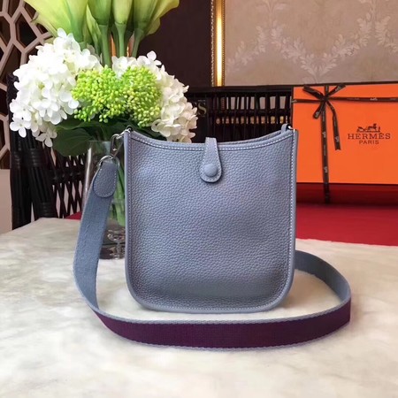 Hermes Evelyne mini 17cm Messenger Bag Original Calf Leather H1187 Sky blue