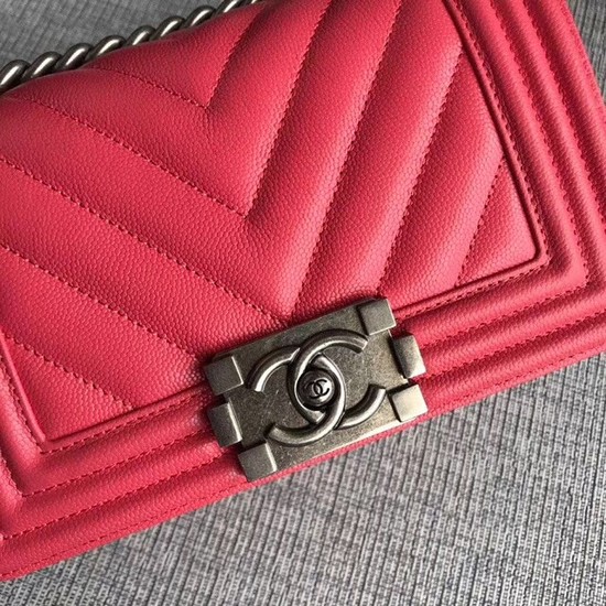 Chanel Le Boy Flap Shoulder Bag Original Caviar Leather P67085 rose silver Buckle