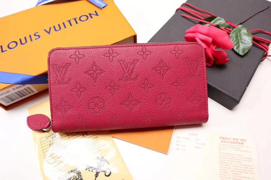 Louis vuitton original Mahina Leather wallet 61867 red