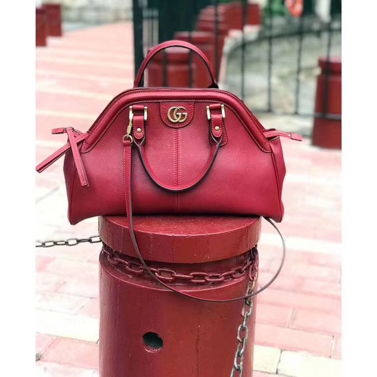 Gucci RE Medium Top Handle Bag Style 516459 Red