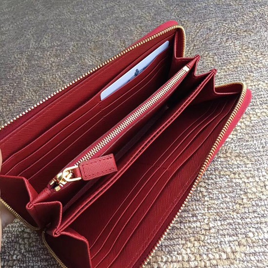 Prada Saffiano Leather Large Zippy Wallets 1MH317 red