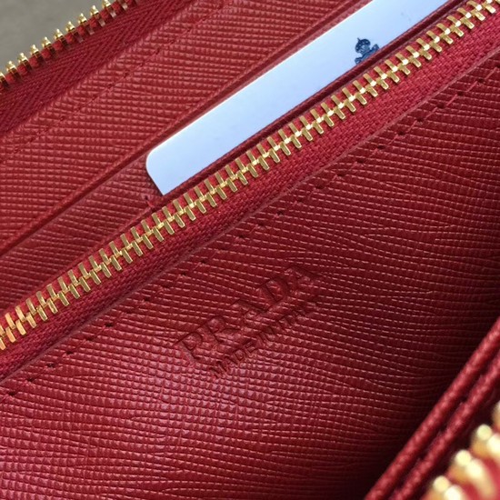 Prada Saffiano Leather Large Zippy Wallets 1MH317 red