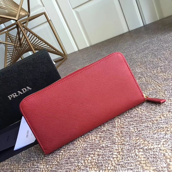 Prada Saffiano Leather Large Zippy Wallets 1MH317 red