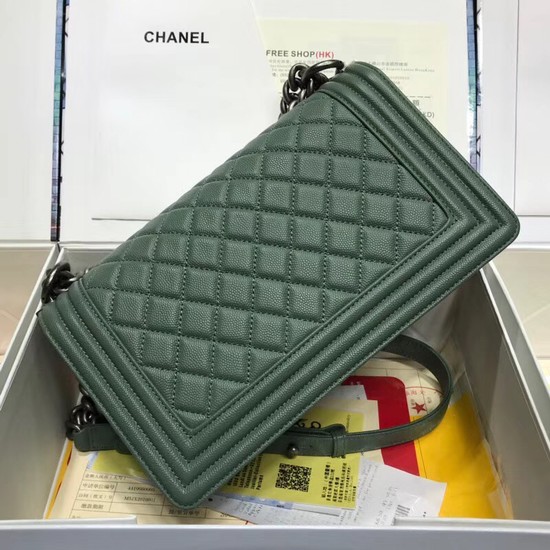 Chanel Leboy Original caviar leather Shoulder Bag A67086 green silver chain