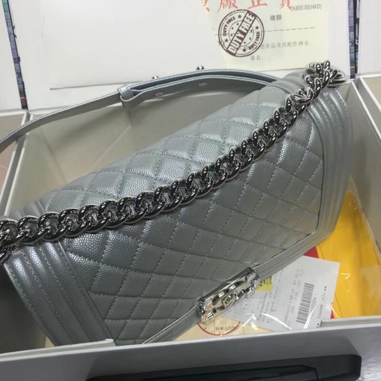 Chanel Leboy Original caviar leather Shoulder Bag A67086 silver silver chain