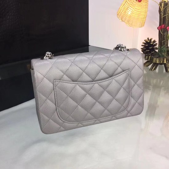 Chanel Original Caviar Leather Flap cross-body bag CF1116 Silver gray Silver chain