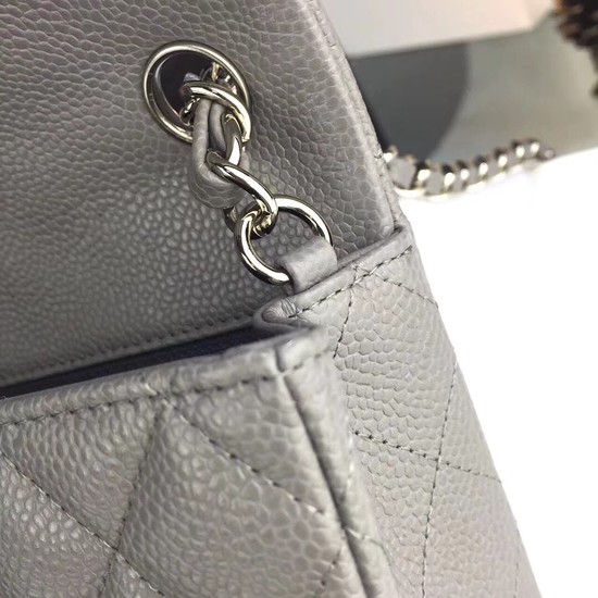 Chanel Original Caviar Leather Flap cross-body bag CF1116 Silver gray Silver chain