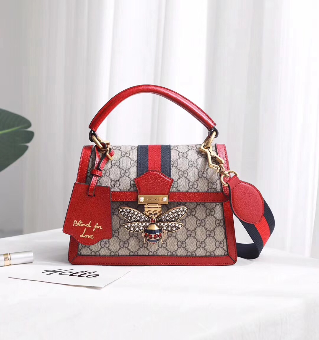 Gucci Queen Margaret GG small top handle bag 476541 red