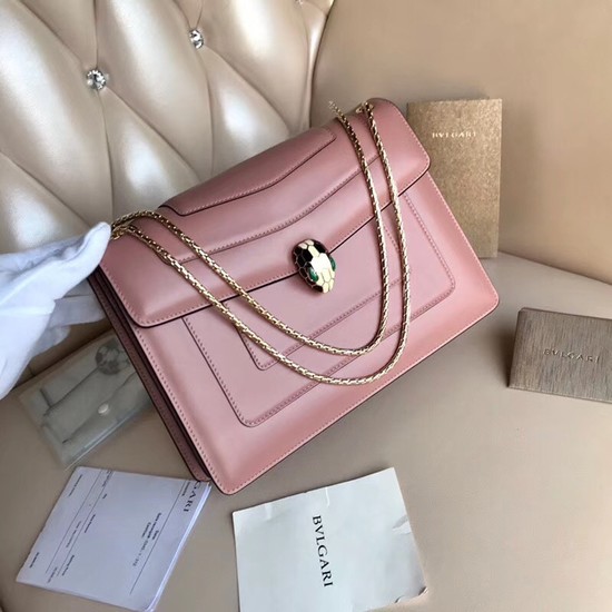 BVLGARI Serpenti Forever leather shoulder bag 3788 pink