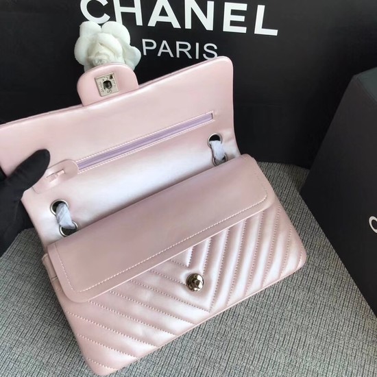 Chanel Classic original Sheepskin Leather Shoulder Bag 1112V pink silver chain