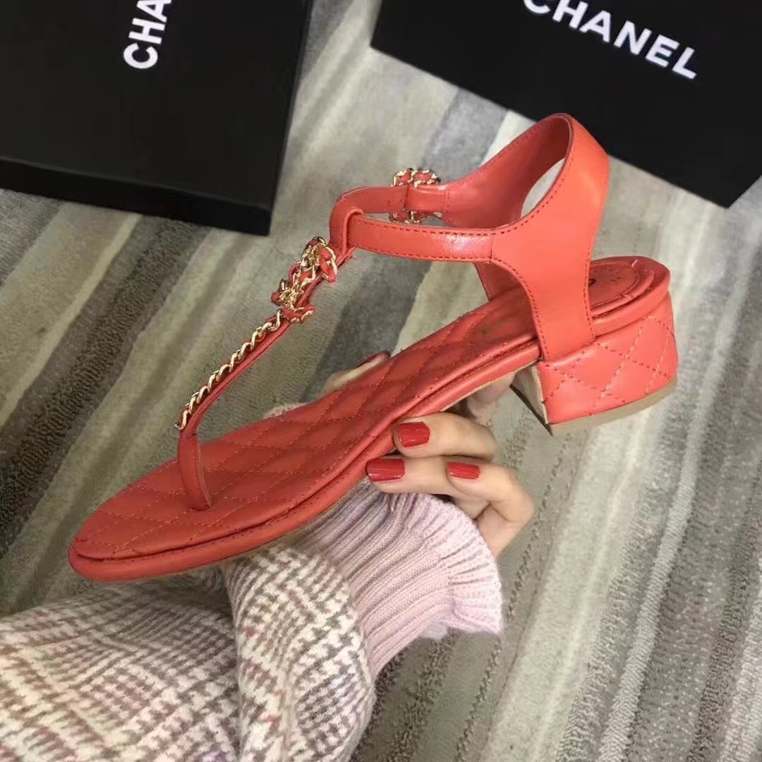 Chanel sandals CH2328LS Watermelon Red heel of a shoe 4CM