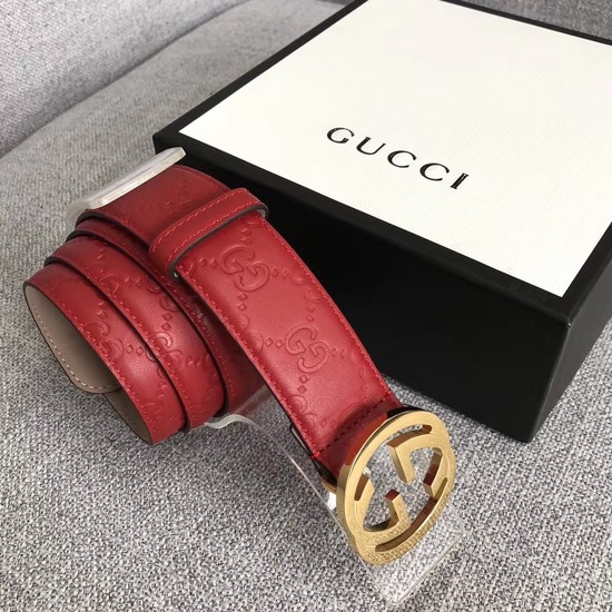 Gucci Signature leather belt 370543 red