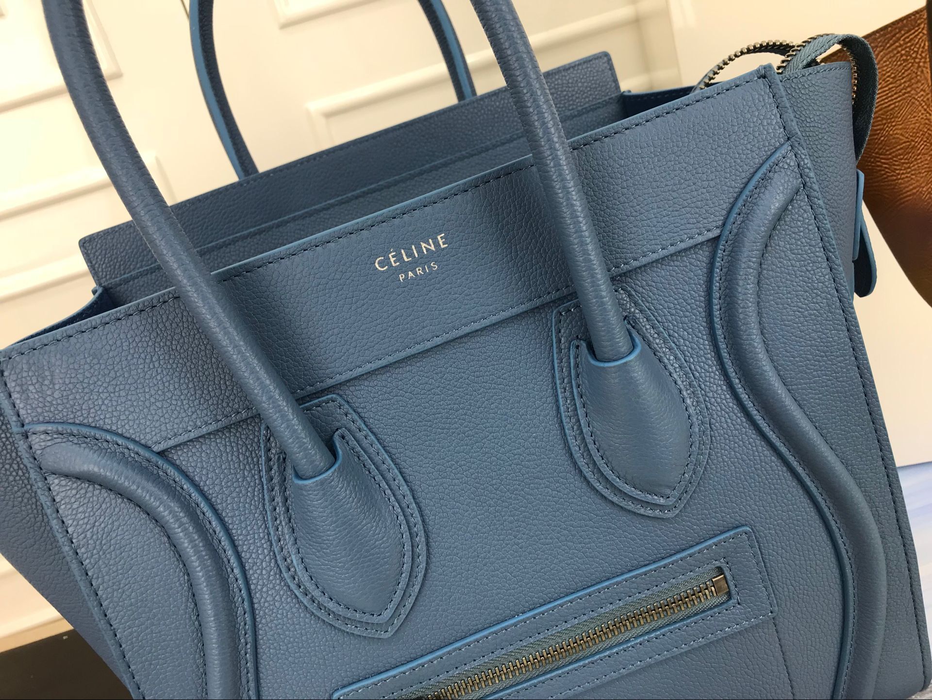 Celine Luggage Micro Tote Bag Original Leather CLY33081M blue