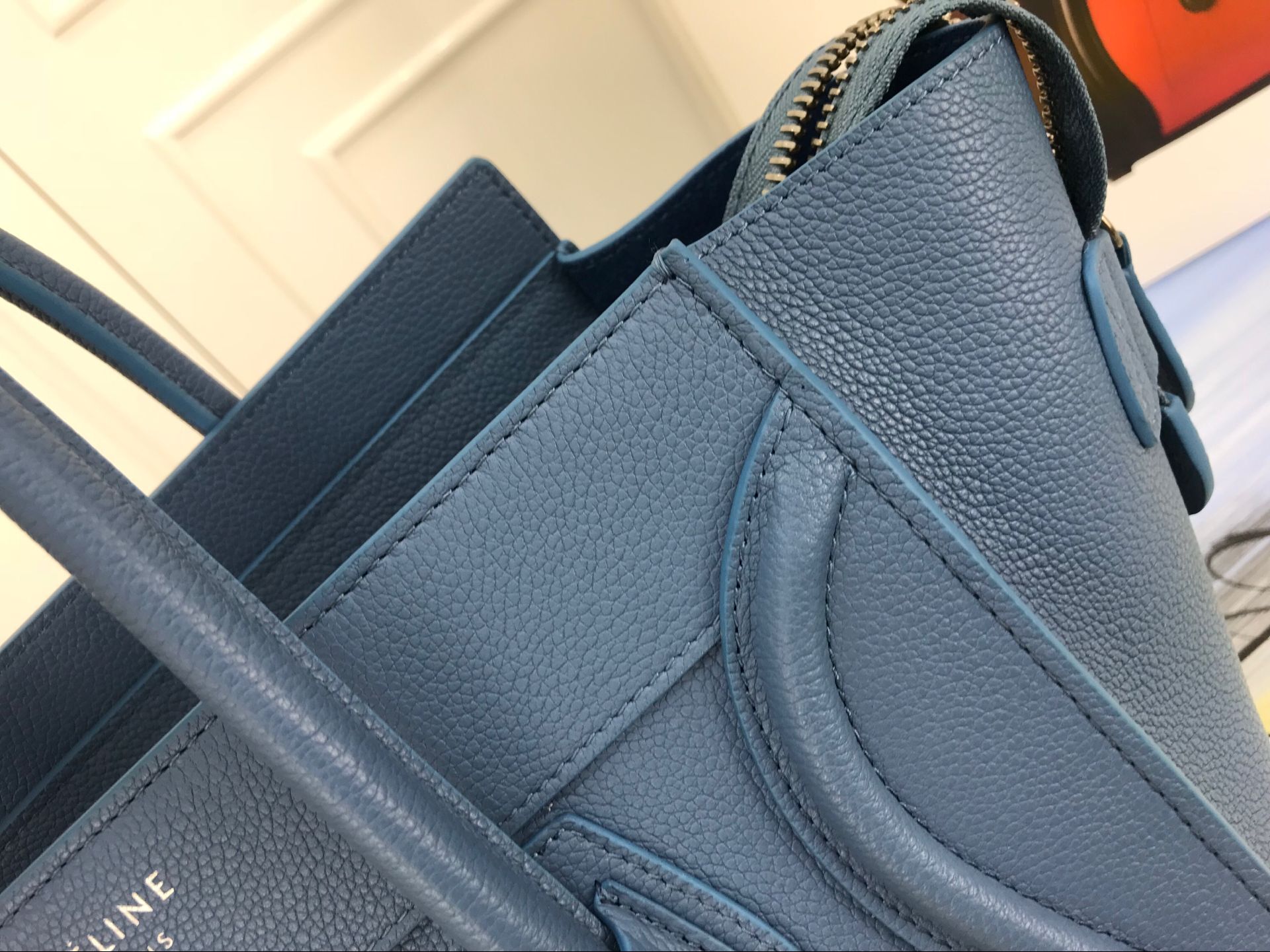 Celine Luggage Micro Tote Bag Original Leather CLY33081M blue