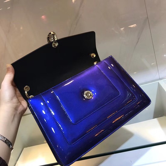 Bulgari metallic-leather shoulder bag 15004 blue