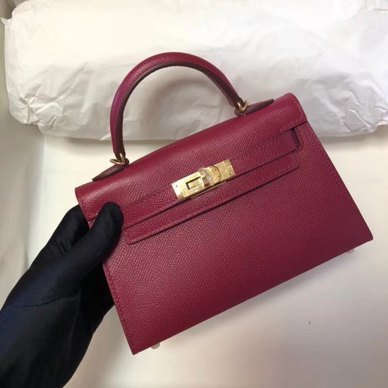 Hermes Kelly 20cm Tote Bag Original Epsom Leather KL20 fuchsia