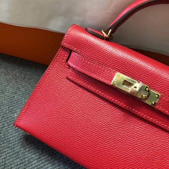 Hermes Kelly 20cm Tote Bag Original Epsom Leather KL20 red