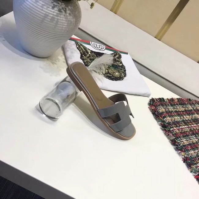 Hermes lady leather fashion Slipper HO808HMJ grey