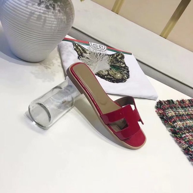 Hermes lady leather fashion Slipper HO808HMJ red