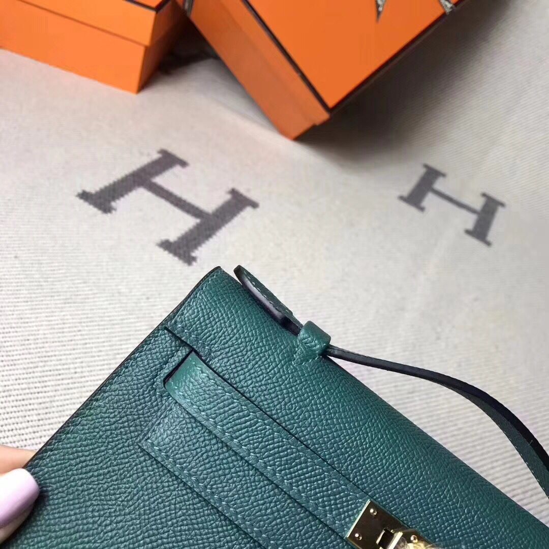 Hermes Kelly 22CM Tote Bag Original Epsom Leather KL22 Dark Green