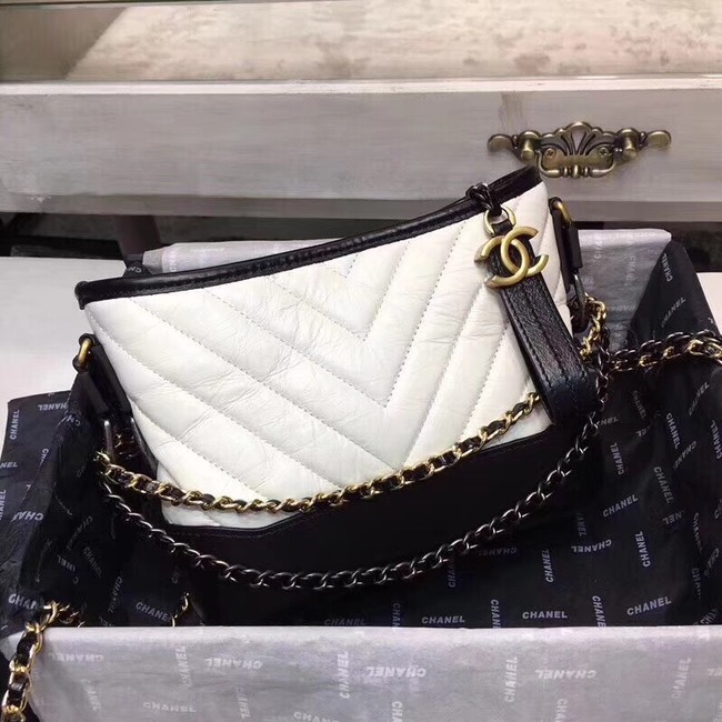 CHANEL GABRIELLE Original leather Hobo Bag A93841  white&black