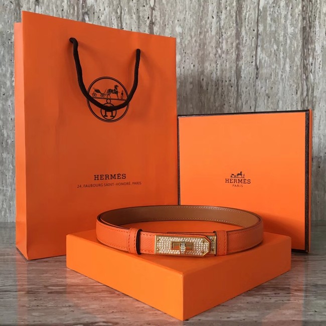 Hermes original epsom leather Kelly belt H069853 orange