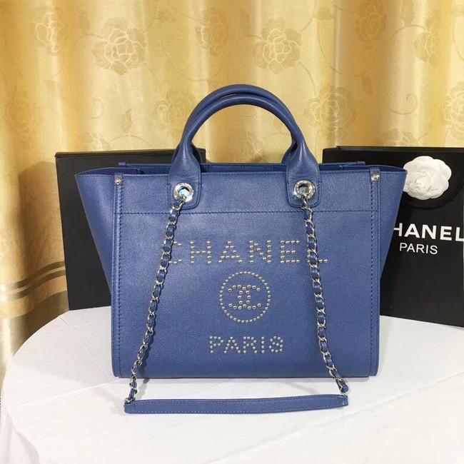 Chanel Original Caviar Leather Tote Shopping Bag 92565 blue