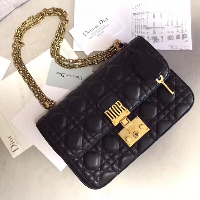 DIORADDICT FLAP BAG IN BLACK CANNAGE LAMBSKIN M5818